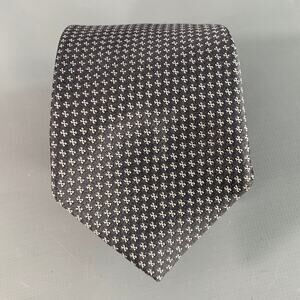 THEORY One Size Black White Dots Silk Jacquard Skinny Tie
